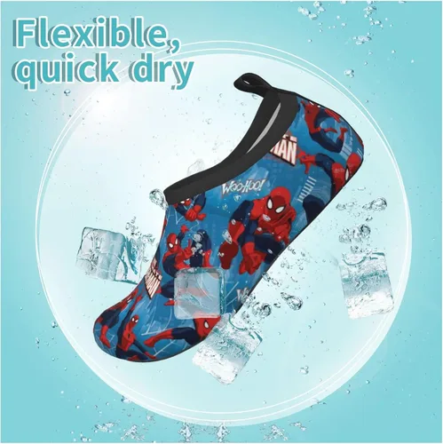 Vista 5 de HUHUSW Superheros - Zapatos de agua para niños ligeros antideslizantes con piel de agua calcetines de agua descalzos para deportes piscina playa