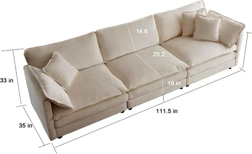Vista 8 de Juego de sofá modular tapizado de 2 piezas, moderno sofá modular en forma de L con asiento profundo, sofá cama convertible para sala de estar