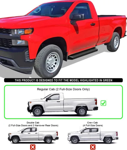 Vista 2 de APS Estribos negros compatibles con Chevy Silverado GMC Sierra 1500 2019-2025 Regular Cab y Silverado 1500 LTD Sierra 1500 LD 2022 y 2500 3500
