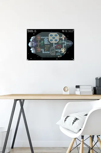 Vista 6 de Among Us - Póster de pared Skeld Map con pasadores