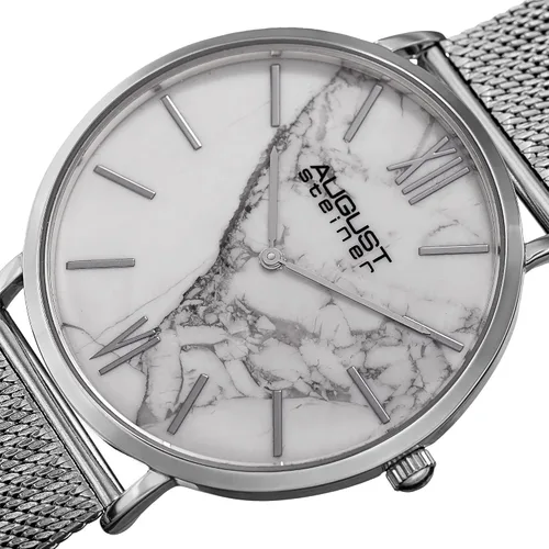 Vista 2 de August Steiner - Reloj de pulsera de acero inoxidable para hombre, esfera de efecto brillante, movimiento de cuarzo japonés