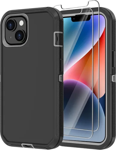 Vista 17 de Funda para iPhone 14 con 2 protectores de pantalla, resistente a los golpes, a prueba de caídas, a prueba de polvo, cuerpo completo, resistente