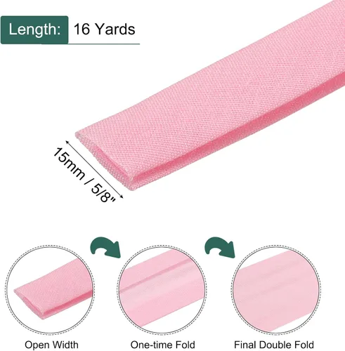 Vista 442 de MECCANIXITY Cinta al bies de doble pliegue de 1/2 pulgada de poliéster continuo a granel para costura, costura, dobladillo, encuadernación y Beige