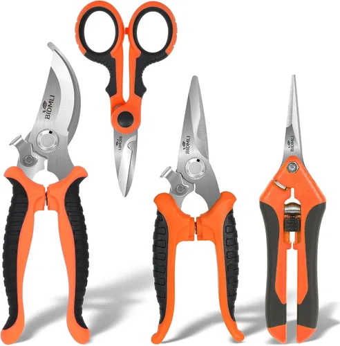 Vista 10 de Tijeras de Podar Resistentes, Tijeras de Jardín y Podadoras con Hojas de Acero SK5 Red-BIDMLI de 8.66" y Mangos de Aleación de Aluminio, Cortador