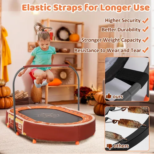 Vista 5 de Indoor Trampoline, 55" Foldable Trampoline with Handle, Oval Trampoline for Kids, Play Rebounder, Kids Trampoline Indoor, Gift for Girls Age 3+