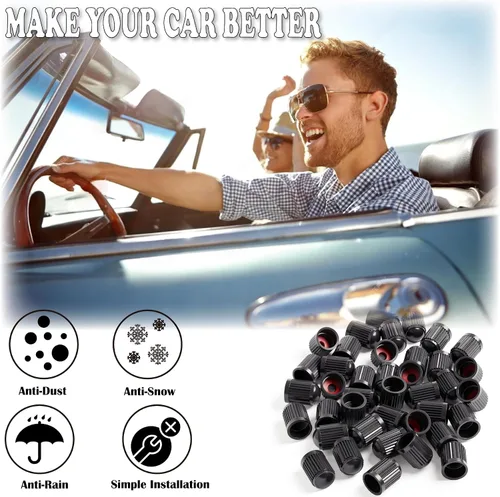 Vista 80 de 10 piezas de tapas de válvula de neumático TPMS con vástago largo, tapas de válvula de rueda de plástico negro para TPMS TR20008, tapas de vástago