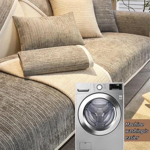 Vista 6 de LOBALU Funda de sofá divertida y mullida – Funda de sofá de felpilla a rayas simples, antiarañazos, protector de colchón de toallas, protector