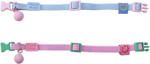 Vista 2 de 2 Pack Eastic Cat Collar with Solid-color Ball Pendant Accessory Puppy