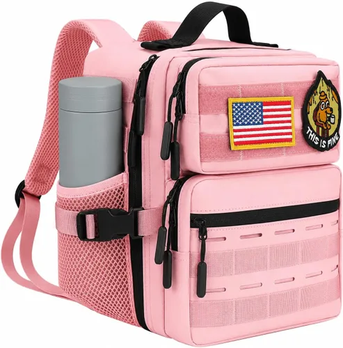 Vista 13 de Mini mochila táctica de 9L para hombres y mujeres, mochila táctica militar pequeña para deportes, gimnasio, senderismo, viajes, camping, Verde Verde