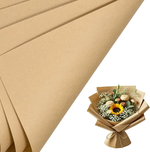 Vista 4 de RUSPEPA 20 hojas de papel de regalo para flores de periódico Kraft, papel reversible para ramos florales, diseño de papel de noticias Kraft