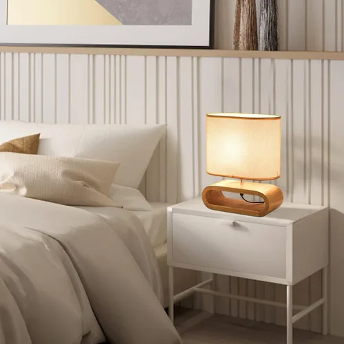Vista 8 de Lámpara de Mesa, Lámpara de Mesita de Noche Tradicional, Lámpara de Escritorio, Lámpara Geométrica con Sombra para Sala de Estar, Dormitorio