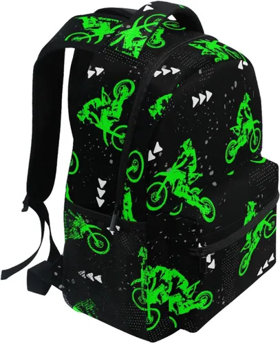 Vista 2 de Mochila para niños todoterreno con múltiples bolsillos de gran capacidad, bolsa escolar con etiqueta de nombre, 1616.9 pulgadas, Verde, Mochilas