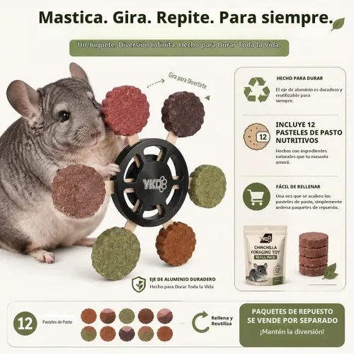 Vista 3 de YKD Juguetes masticables Chinchilla, juguetes giratorios giratorios + 12 Negro - Juguete de aleación de aluminio