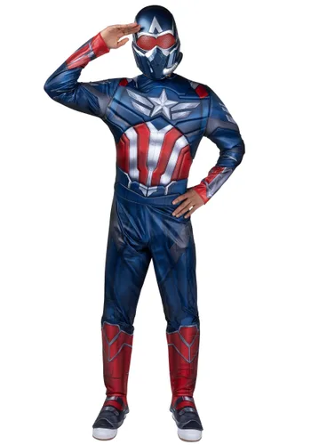 Vista 4 de Disfraz Deluxe Para Hombre de Sam Wilson como Capitán América Multicolor