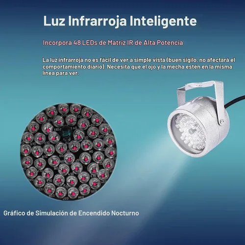 Vista 3 de ASHATA Luz infrarroja infrarroja IR de visión nocturna de 48 LED para cámara de seguridad CCTV y cámara IP, gran angular de 60°, a prueba de agua
