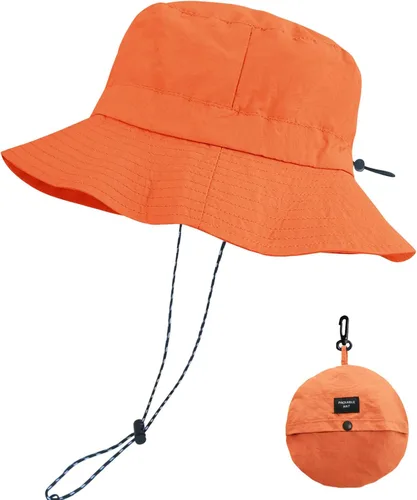 Vista 17 de PFFY Packable Sun Bucket Hat for Men Women Outdoor UV Protection Sun Hats Caqui