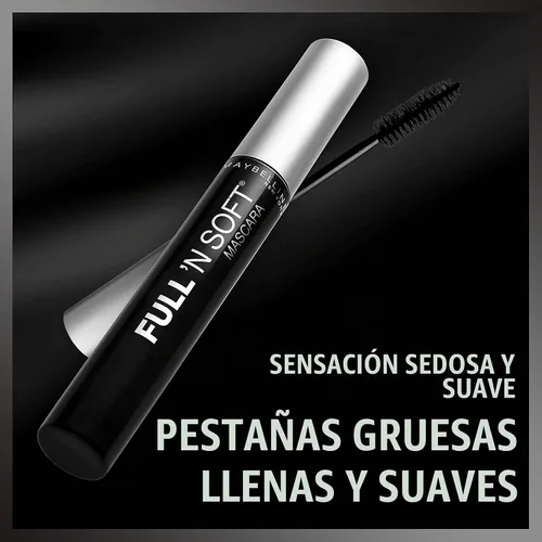 Vista 2 de Maybelline Full 'N Soft - Máscara de pestañas impermeable + Eyestudio Master Precise todo el día, delineador líquido impermeable, incluye 1 rímel