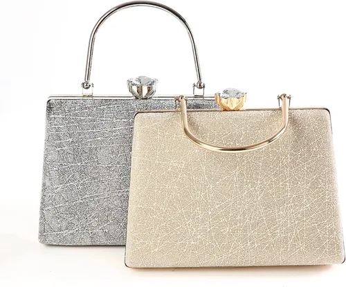 Vista 8 de Pequeñas bolsas de fiesta de noche para mujer bolso de mano brillante bolso de mano bolso de hombro cadena desmontable medallón de diamantes