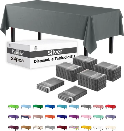Vista 16 de Party Solids Mantel rectangular de plástico color azul aguamarina, 54 x 108 pulgadas, paquete de 24