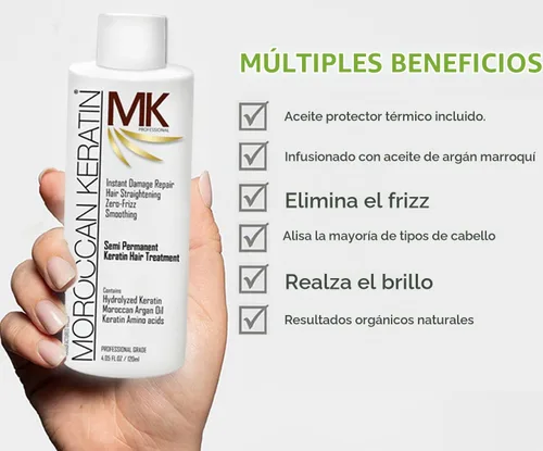 Vista 4 de Tratamiento capilar de queratina brasileña Moroccan Keratin, set de 4 de 4 fl oz, fórmula profesional para salones