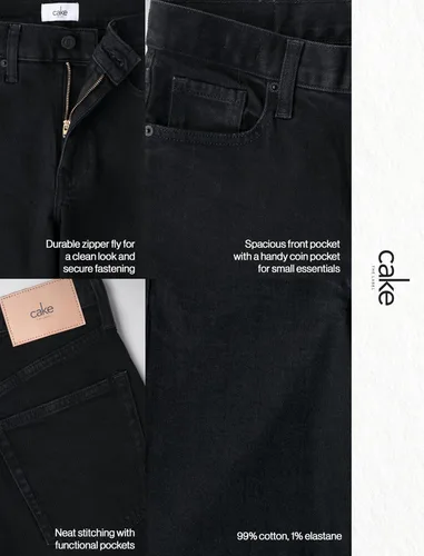 Vista 6 de Pantalones clásicos de mezclilla de tiro medio y corte recto para mujer Negro