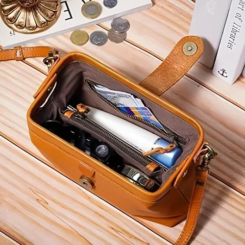 Vista 4 de Bolso de médico retro hecho a mano de cuero 2026 Crossbody apertura única pequeño bolso vintage bolsos para mujeres bolsa Dr. - retro