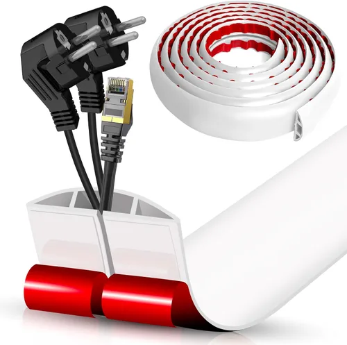 Vista 124 de Cubierta autoadhesiva para cables de suelo, gestión de cables de 3.3 pies, protector de tira de extensión para cables, evita tropiezos de cables