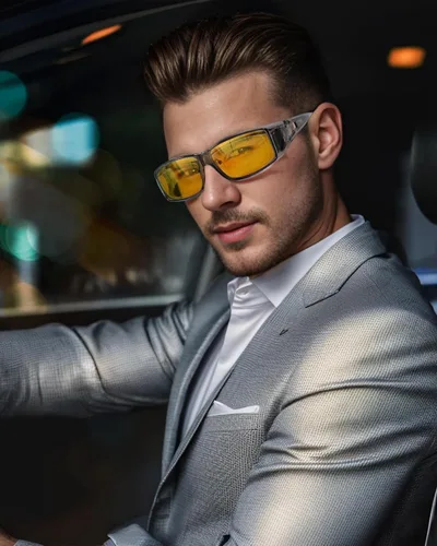 Vista 2 de IGnaef Lentes de conducción de visión nocturna para hombres y mujeres, lentes polarizados antirreflejos amarillos para la noche, IF0311