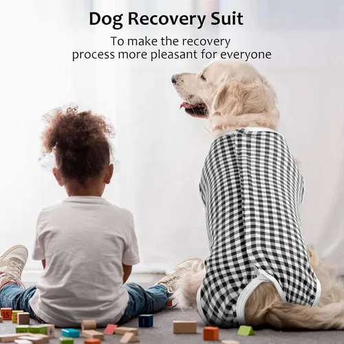 Vista 3 de Kuoser - Traje de recuperación quirúrgica para perros y gatos, camiseta para mascotas después de la cirugía para perros, traje de recuperación Rosa