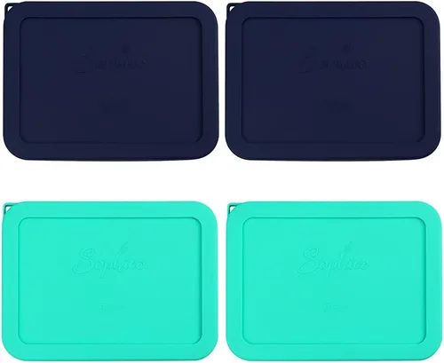 Vista 10 de Sophico Tapa de almacenamiento rectangular de silicona para 6 tazas de repuesto para cuencos de vidrio Pyrex 7211-PC, recipiente no incluido (MIX)
