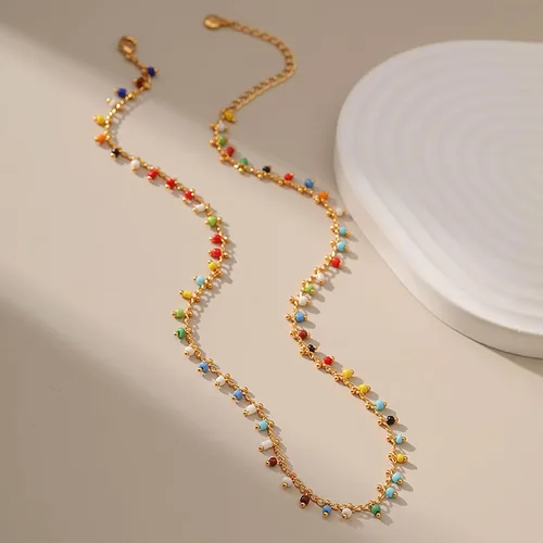 Vista 94 de Gargantilla con cuentas para mujer, chapada en oro de 18 quilates, gargantilla delicada para mujer