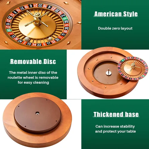 Vista 9 de Leyndo Rueda de Ruleta de Madera de 20 Pulgadas con 4 Bolas de Ruleta Rodamientos de Precisión de Grado Casino Rueda de Ruleta Mesa Giratoria