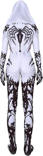 Vista 5 de uywxqae Disfraz de Gwen Stacy para mujer, overol blanco de Gwenom, traje de araña para mujer
