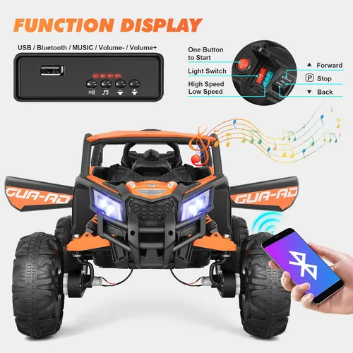 Vista 4 de JOYLDIAS Vehículo eléctrico todoterreno 4WD con batería de 12 V para niños, vehículo eléctrico 4x4 con 4 potentes motores, control remoto de 2.4 G