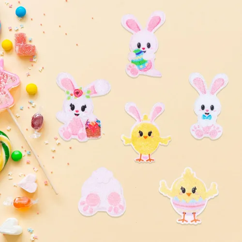 Vista 4 de Gyufise Paquete de 24 adornos para cupcakes de Pascua con diseño de conejo, conejo, huevo, pollo, cupcakes, temática de Pascua, baby shower, niños