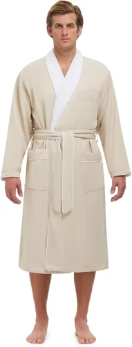 Vista 13 de Bata monarca/ciprés unisex de tejido suave y microfibra, color blanco