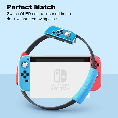 Vista 5 de JINGDU Funda protectora compatible con Switch NS 2017, accesorios de cubierta de TPU acoplable para consola de interruptores y Grip Joy-Con