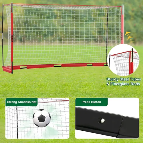 Vista 4 de RINREA Portería de fútbol portátil, red de portería de fútbol plegable con base metálica, equipo de entrenamiento de fútbol de montaje rápido con 1