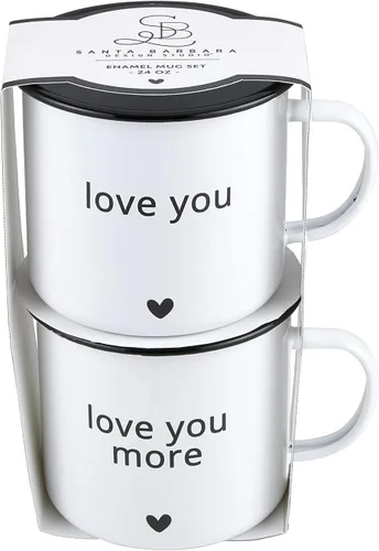 Vista 2 de Santa Barbara Design Studio Tazas de café esmaltadas para boda, juego de 2, Love You More