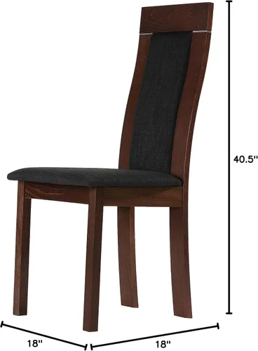 Vista 3 de Cortesi Home Silla de comedor Tia en tela de carbón, acabado nogal (juego de 2)