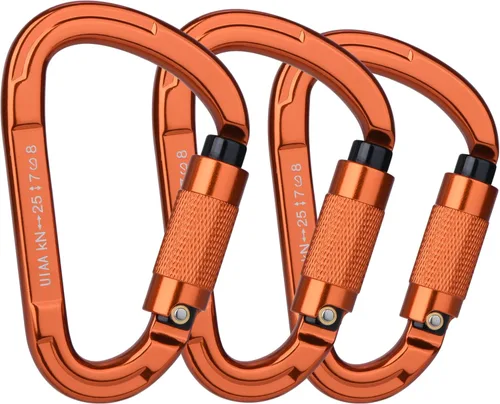 Vista 14 de Mosquetones de Escalada en Roca con Bloqueo Automático, Certificados UIAA Profesionales 25KN (5620 lbs) Mosquetones Resistentes para Rappel 10