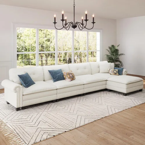 Vista 20 de Sofá modular de gran tamaño de 116 pulgadas en forma de L Azul polvoriento