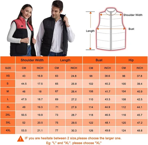 Vista 7 de YURCI Chaleco eléctrico con calefacción para hombres y mujeres, calentador de cuerpo con calefacción con carga USB, 11 calentadores con 3 niveles