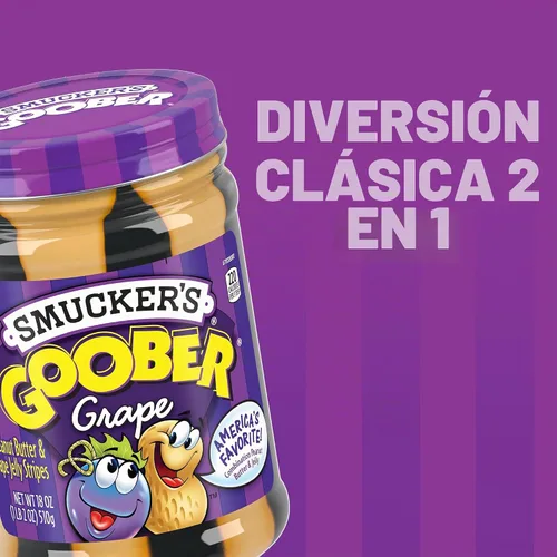 Vista 4 de Smucker's Goober Mantequilla de maní y rayas de jalea de uva, 18 onzas