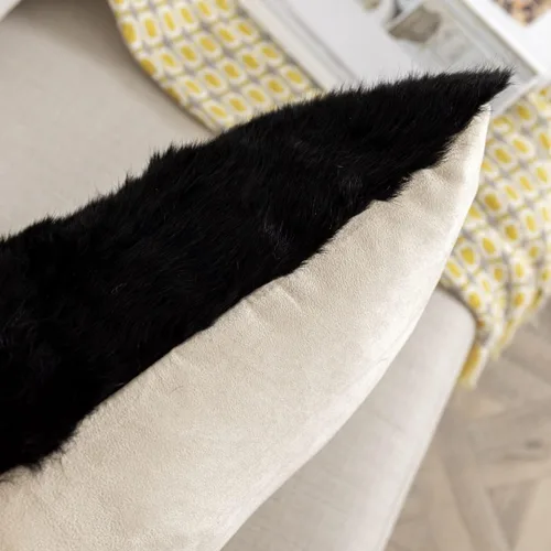 Vista 3 de Fundas de cojín de piel de conejo de lujo, fundas de almohada suaves y decorativas para salas de estar, funda de cojín decorativa de piel de conejo