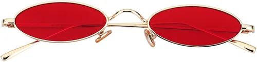 Vista 4 de MEETSUN Gafas de sol ovaladas vintage con marcos de metal pequeños, lentes góticos de diseño