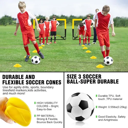 Vista 6 de Kid Soccer Goal and Soccer Ball Targets Set - 6x4 / 4X3 ft Backyard & Indoor Soccer Goal, Portable Pop Up Soccer Net with Soccer Targets, Cones