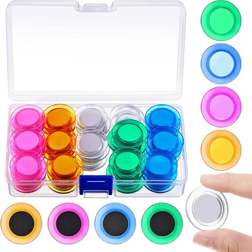 Vista 8 de Outus 45 imanes redondos negros para pizarra blanca de 1.2 in, imanes para refrigerador para el regreso a clases, mini nevera, suministros