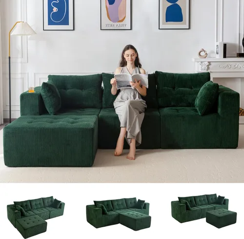 Vista 18 de MAXYOYO Sofá deshuesado, sofá modular en forma de L, sofá de 4 asientos
