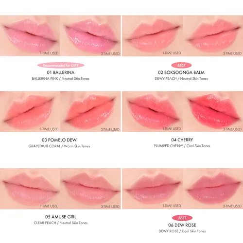 Vista 7 de Amuse SEOUL Dew Balm (01 BALLERINA) - Bálsamo labial tintado hidratante, brillo labial abundante y húmedo, hidratante hidratante, tinte